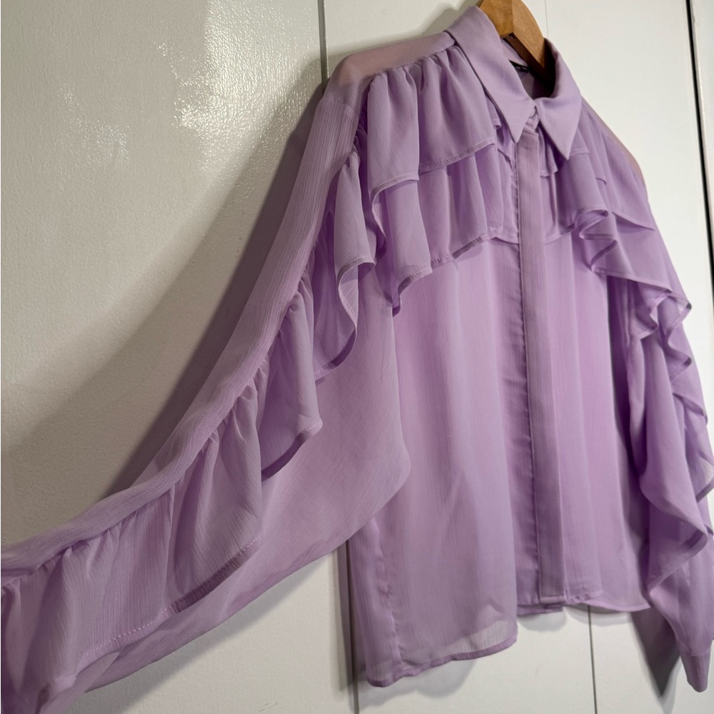 Lavender Ruffle Women's Top - Picture 2 of 6